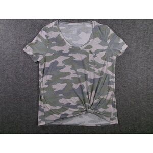 So Top Women Medium Camouflage Favorite Pocket Knotted Hem Relaxed Streetwear